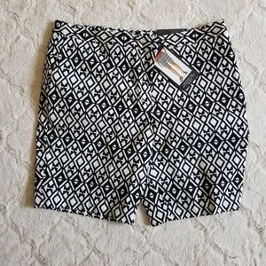 Black + White Tribal Pattern Bermuda shorts